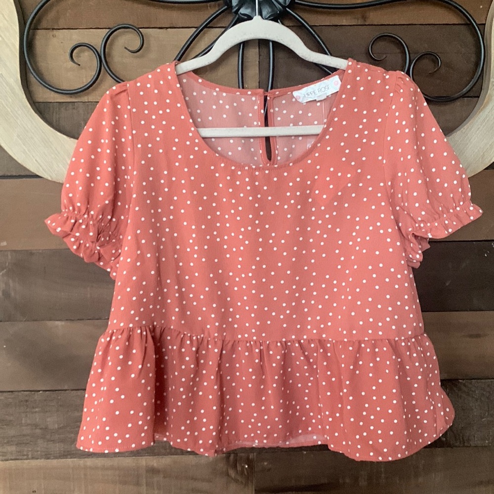 Hippie Rose Terracotta Polka Dot Blouse